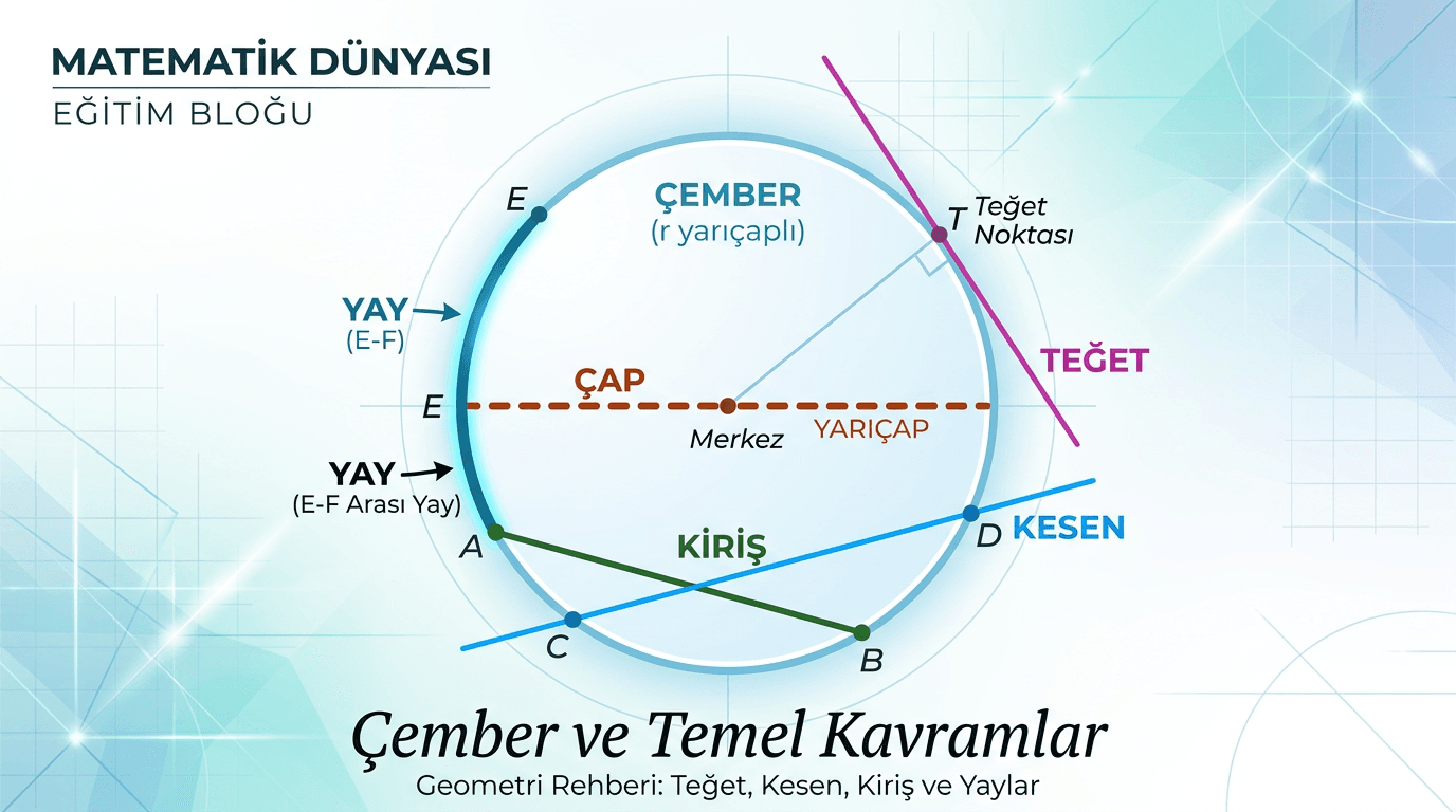 Çemberin Gizemli Dünyası: Kesen, Kiriş, Teğet ve Yay Kavramlarını Keşfedin
