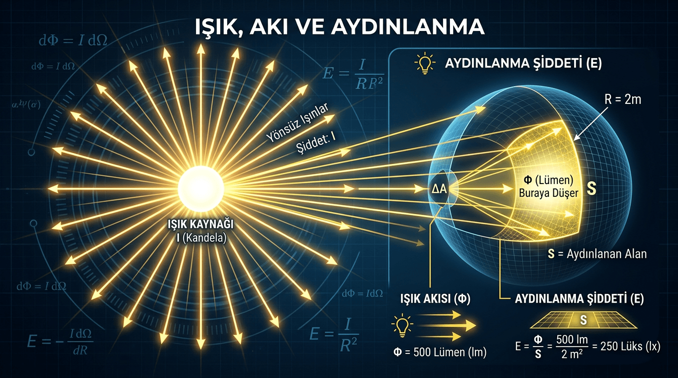 Işığın Ölçülebilir Dünyası: Işık Şiddeti, Işık Akısı ve Aydınlanma