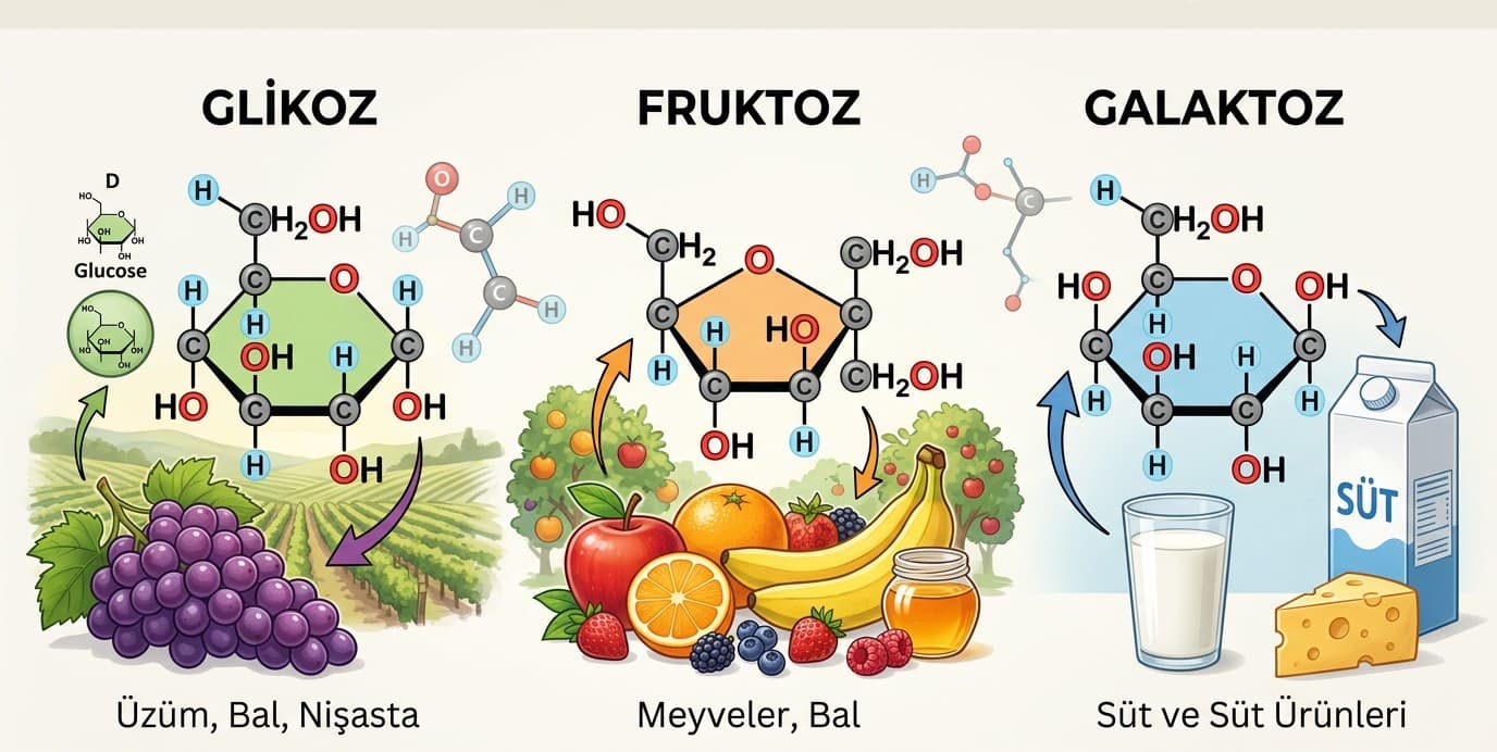 Monosakkarit Nedir? (Glikoz, Fruktoz, Galaktoz)