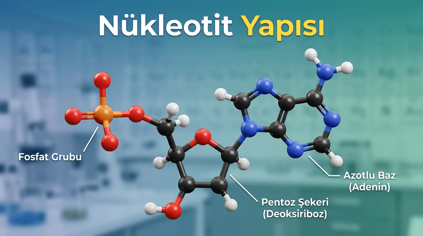 Nükleotit Nedir? (Yapısı: Baz, Şeker, Fosfat)