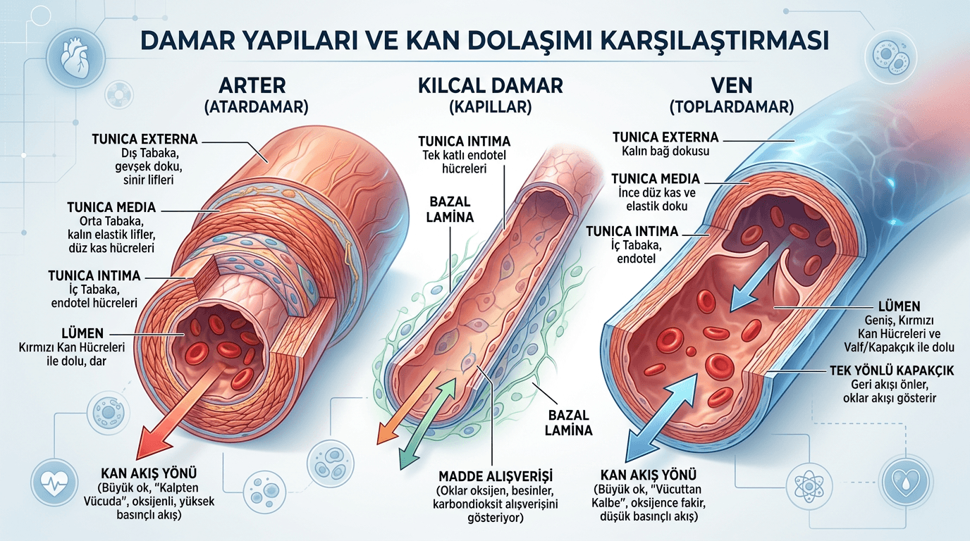 Damarlar Nedir? (Atardamar, Toplardamar, Kılcal Damar)