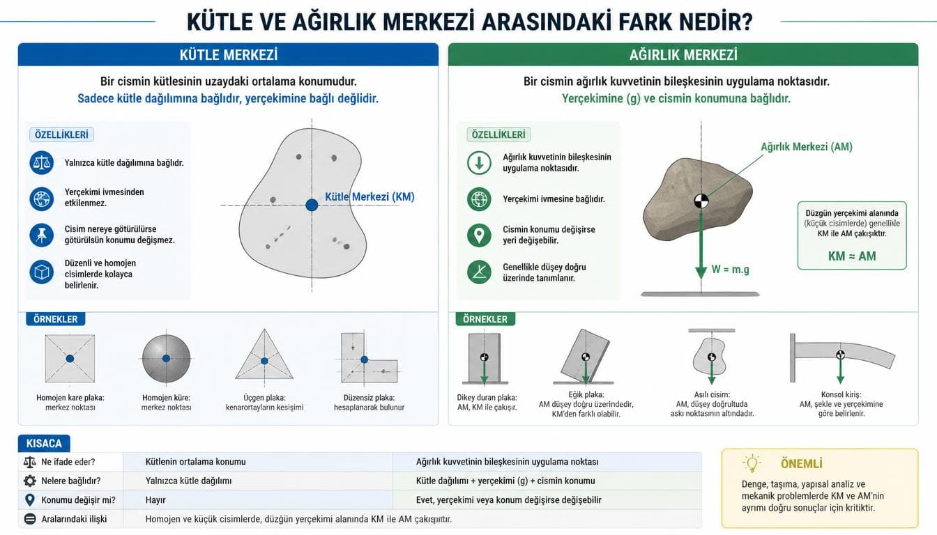 Kütle ve Ağırlık Merkezi Arasındaki Fark Nedir?