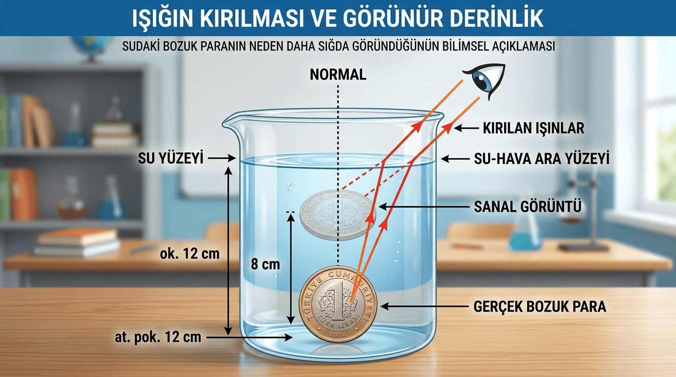 Neden Havuzlar Olduğundan Daha Sığ Görünür? Görünür Derinlik ve Kırılma İndisi
