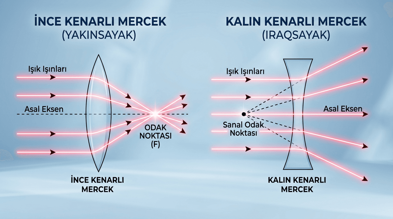 Mercekler ve Işığın Kırılması: Yakınsak ve Iraksak Merceklerin Karşılaştırılması